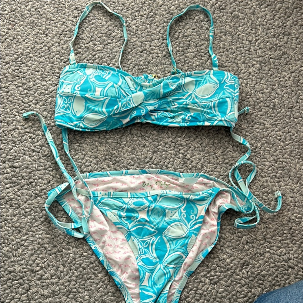 Lily Pulitzer Blue and White Bikini Set